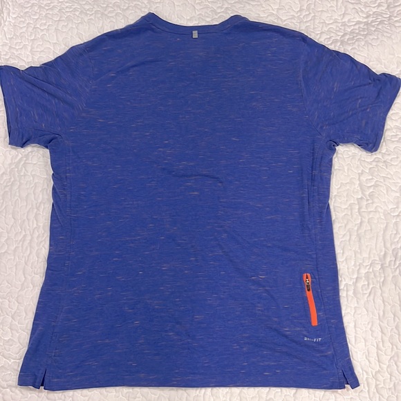 Nike dri fit v neck heathered blue shirt sleeve t shirt XL casual orange accents - Picture 2 of 6